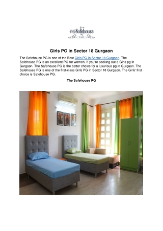 Girls PG in Sector 18 Gurgaon