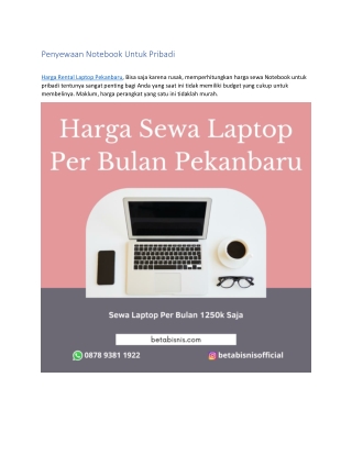 Harga Sewa Laptop Per Bulan Pekanbaru, WA 0878 9381 1922