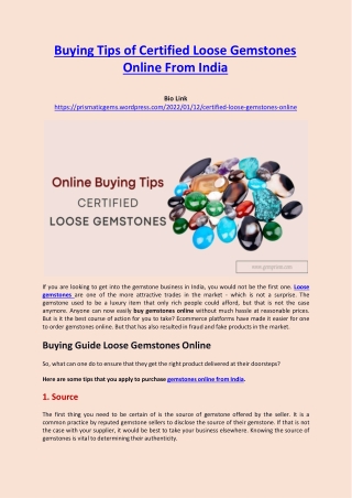 Online Buying Tips Of Certified Loose Gemstones