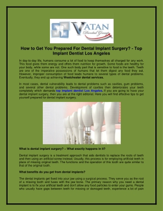 How to Get You Prepared For Dental Implant Surgery? - Top Implant Dentist Los An