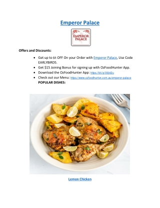 5% Off - Emperor Palace Chinese Restaurant menu Frankston, VIC