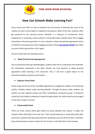 How Can Schools Make Learning Fun