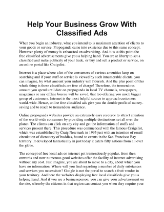Help Your Business Grow With Classified Ads