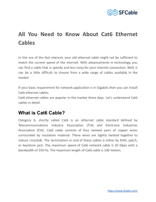 All You Need to Know About Cat6 Ethernet Cables