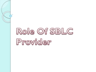Role Of SBLC Provider