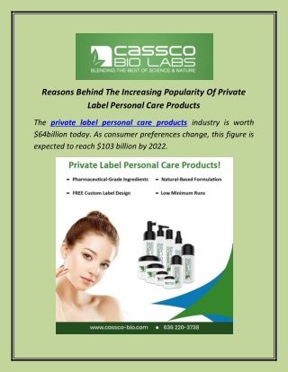 Reasons Behind The Increasing Popularity Of Private Label Personal Care Products