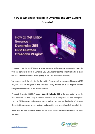 How to Get Entity Records in Dynamics 365 CRM Custom Calendar_