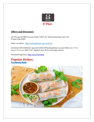 5% off - 8 Thai Food Takeaway Mount Ommaney, QLD