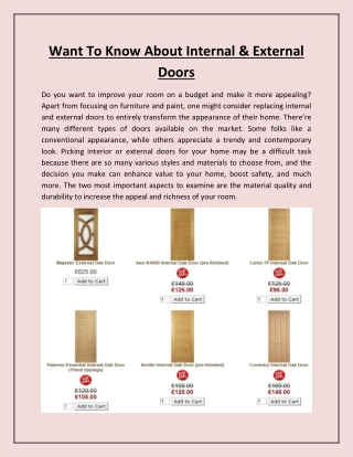 Want To Know About Internal & External Doors