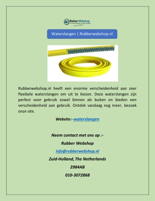 Waterslangen | Rubberwebshop.nl