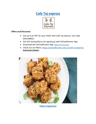 5% Off - Cafe Taj express Belmont Indian Menu Takeaway, VIC