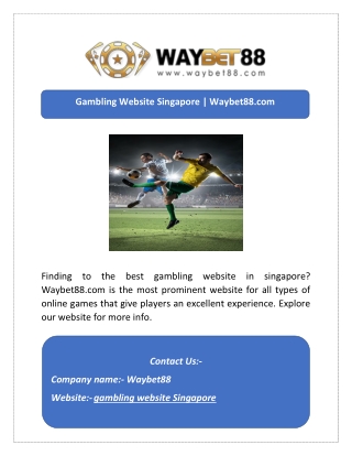 Gambling Website Singapore | Waybet88.com