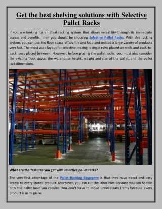 Selective Pallet Racks - Howell United