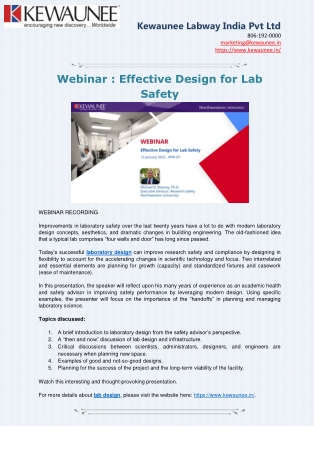 Laboratory Design And Construction