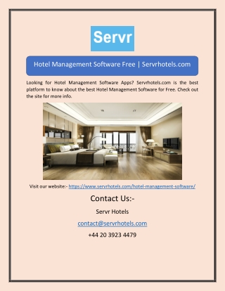 Hotel Management Software FreeHotel Management Software Free | Servrhotels.com