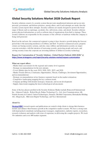 Global Security Solutions Market Drivers, Opportunities, Developments, Revenue
