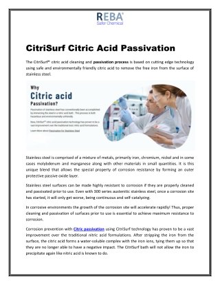 Citric Acid Passivation