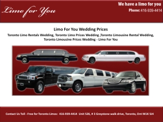 Toronto Limo Rentals Wedding, Toronto Limo Prices Wedding ,T