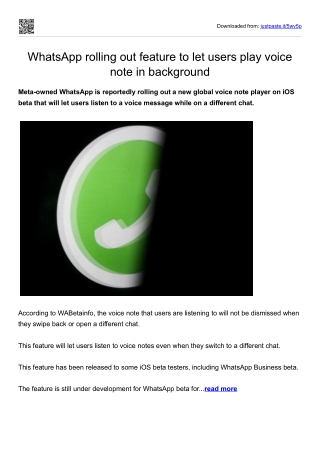 WhatsApp rolling out feature to let users play voice note in background