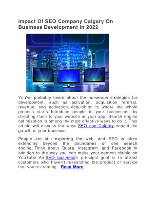 Impact Of SEO Company Calgary On Business Development In 2022