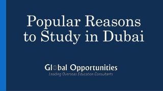 Popular Reasons to Study in Dubai
