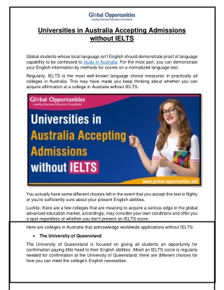 Universities in Australia Accepting Admissions without IELTS