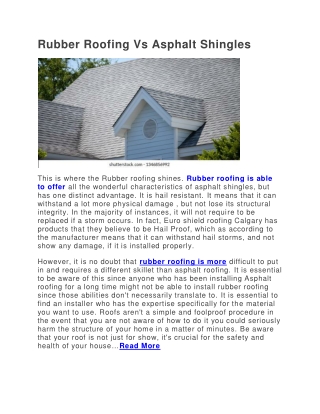 Rubber Roofing Vs Asphalt Shingles