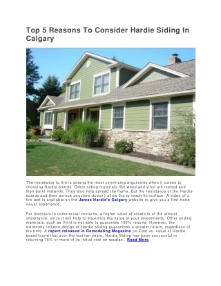 Top 5 Reasons To Consider Hardie Siding In Calgary