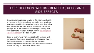 Superfood Powders - Benefits, Uses, And Side Effects