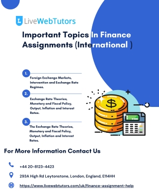 Important Topics In Finance Assignments ( International ) : LiveWebTutors