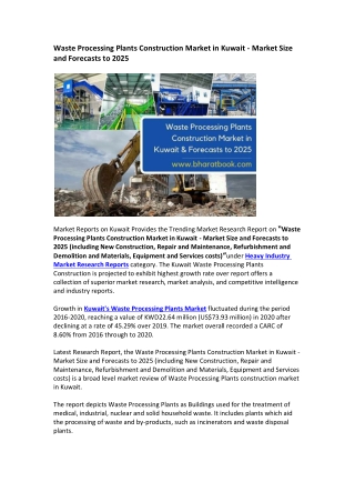 Kuwait Waste Processing Plants Construction Market Research Report 2021-2025