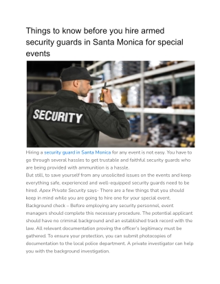 Things to know before you hire armed security guards in Santa Monica for special events