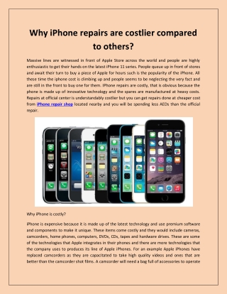 Why iPhone repairs are costlier compared to others?