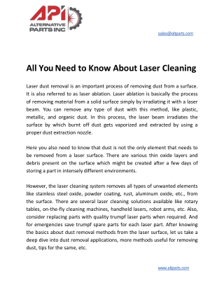 All You Need to Know About Laser Cleaning