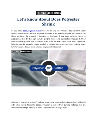 Let’s know About Does Polyester Shrink