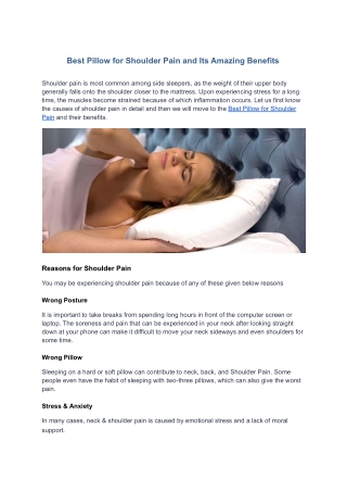 Best Pillow for Shoulder Pain and Its Amazing Benefits