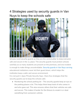 4 Strategies used by security guards in Van Nuys to keep the schools safe