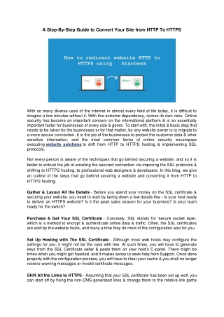 A Step-By-Step Guide to Convert Your Site from HTTP To HTTPS