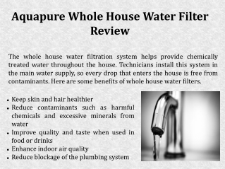 Aquapure Whole House Water Filter Review