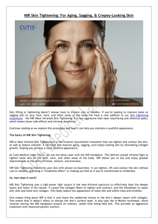 NIR Skin Tightening: For Aging, Sagging, & Crepey-Looking Skin