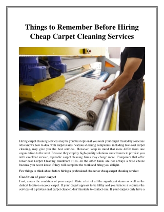 Things to Remember Before Hiring Cheap Carpet Cleaning Services