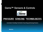 Gems Sensors & Controls | Pressure Sensing Technologies