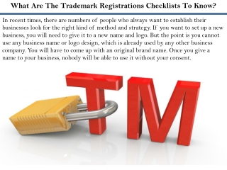 What Are The Trademark Registrations Checklists To Know?