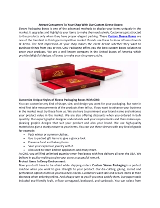 Attract Consumers To Your Shop With Our Custom Sleeve Boxes
