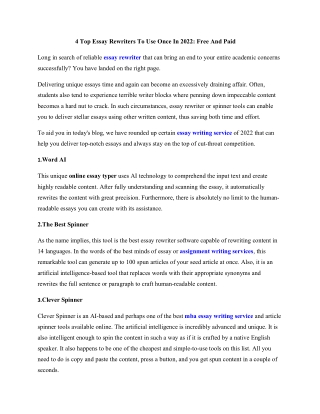 4 Top Essay Rewriters To Use Once In 2022