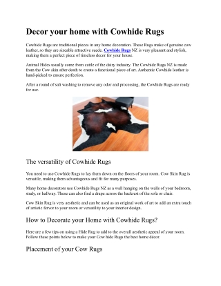 Decor your home with Cowhide Rugs..docx