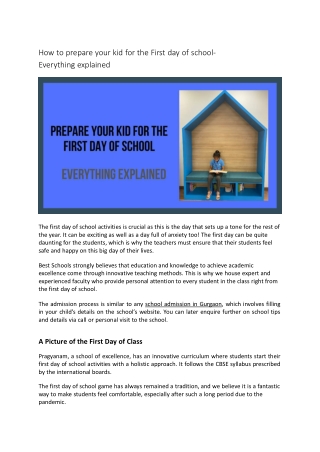 How to prepare your kid for the First day of school- Everything explained