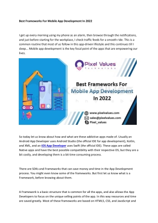 Best Frameworks for Mobile App Development in 2022