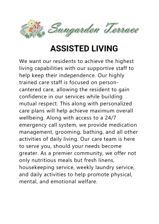 ASSISTED LIVING Sungarden Terrace