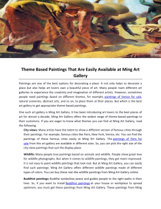 Theme Based Paintings That Are Easily Available at Ming Art Gallery